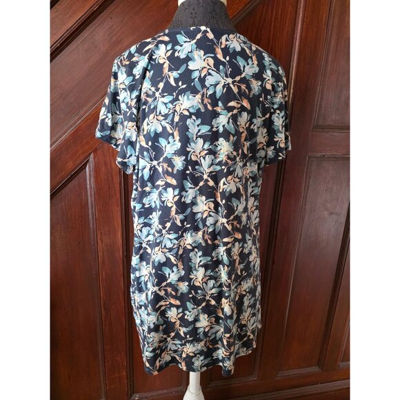 Pure Jill Blue Floral Scoop Neck Tunic Top Pure Pima - Picture 3 of 7